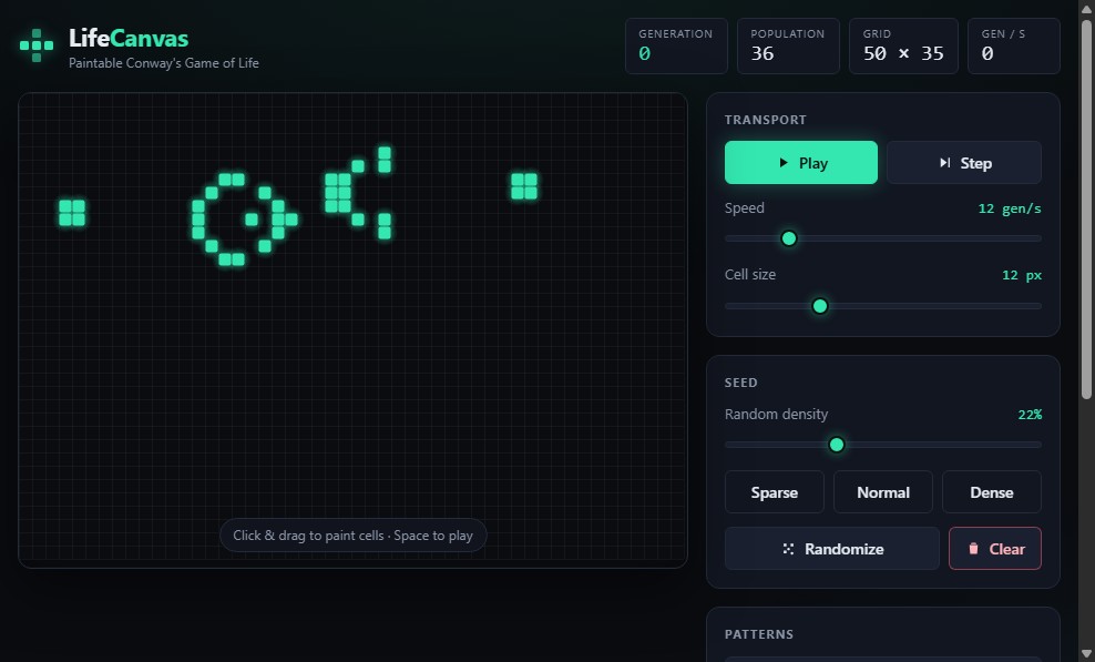 LifeCanvas — Game of Life screenshot