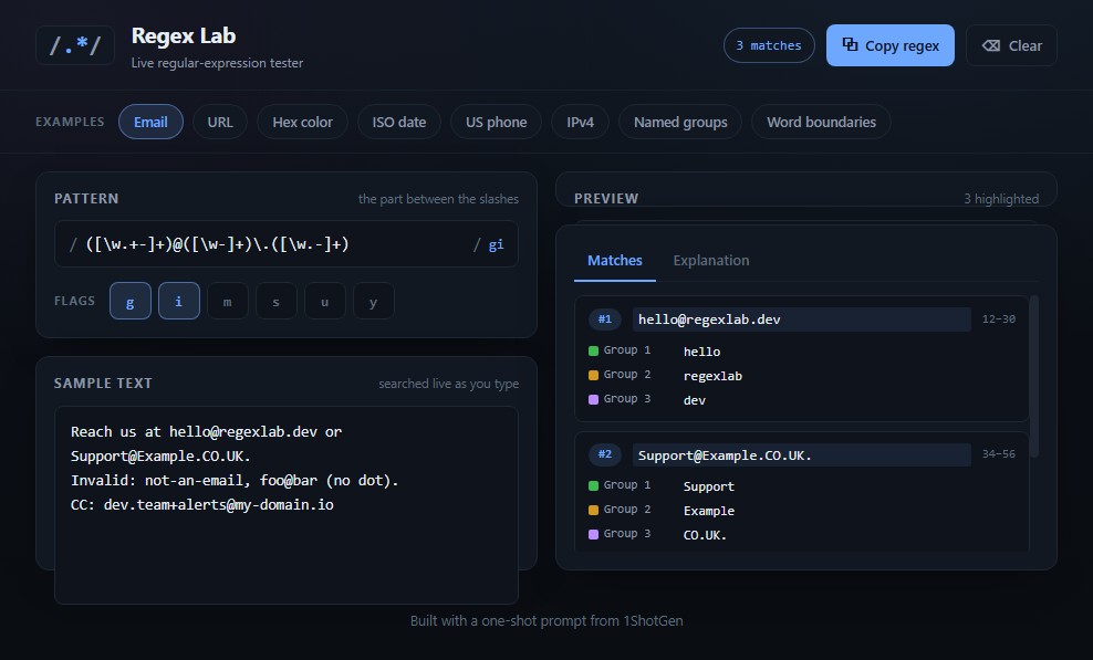 Regex Lab screenshot